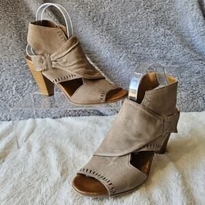 Miz Mooz NYC Taupe Brown‎ Leather Moonlight Peep-toe Heeled Sandals 40 9 9.5
